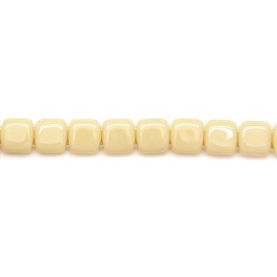 6mm Light Beige Two Hole Tile Czech Glass Beads by CzechBeads - Goody Beads