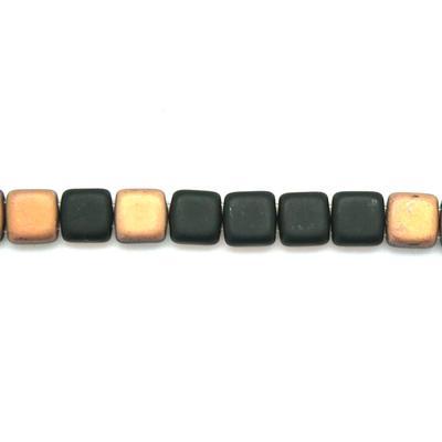 6mm Matte Apollo Jet Two Hole Tile Czech Glass Beads by CzechMates - Goody Beads