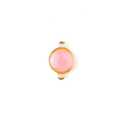 12mm Coral Enamel Gold Plated Round Connector Charm - Goody Beads