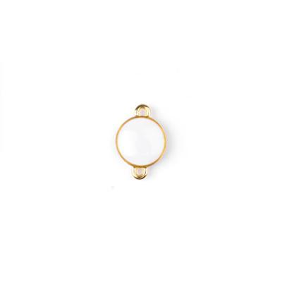 12mm White Enamel Gold Plated Round Connector Charm - Goody Beads