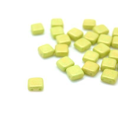 6mm Pacifica Honeydew Two Hole Tile Czech Glass Beads by CzechMates - Goody Beads