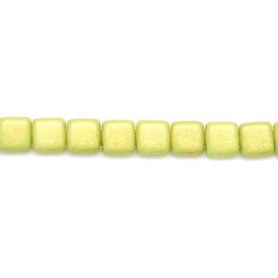 6mm Pacifica Honeydew Two Hole Tile Czech Glass Beads by CzechMates - Goody Beads