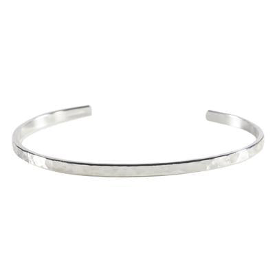 Sterling Silver Plated Thin Hammered Cuff Bracelet by Nunn Design - Goody Beads