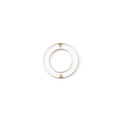 27mm White Enamel Gold Plated Ring Connector Pendant - Goody Beads