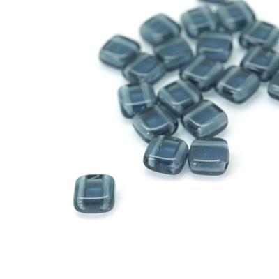 6mm Montana Blue Two Hole Tile Czech Glass Beads by CzechMates - Goody Beads