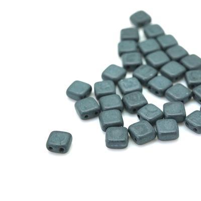 6mm Matte Hematite Two Hole Tile Czech Glass Beads by CzechMates - Goody Beads