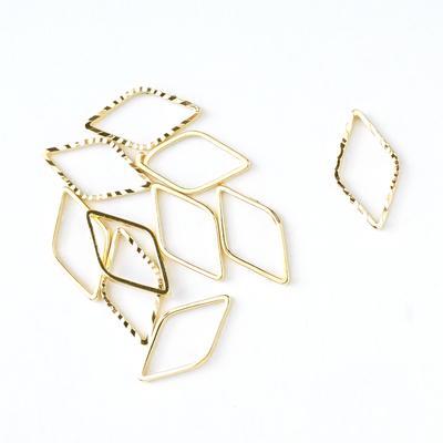 14x7.5mm Gold Plated Brass Single Sided Diamond Cut Open Diamond Charm/Connector - Goody Beads