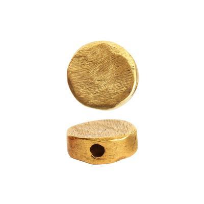 11mm 24k Gold Plated Pewter Mini Organic Flat Circle Metal Bead by Nunn Design - Goody Beads