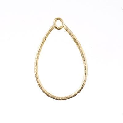 39x25mm Satin Gold Etched Teardrop Hoop - Goody Beads