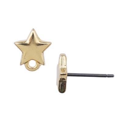 10mm Gold Star Post Earring with Loop - Goody Beads