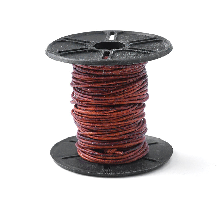 .5mm Natural Red Brown Round Leather Cord 10 Meter Spool