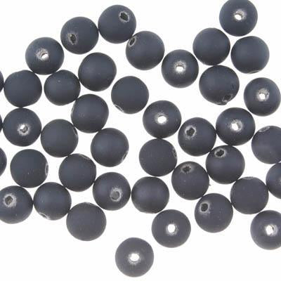 6mm Black Round Satin Beads - Goody Beads