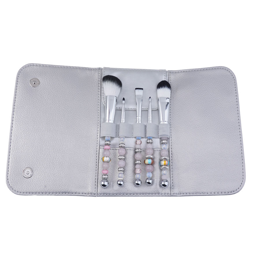 Make-Up Brush 5 Piece Set with Silver Case - Goody Beads