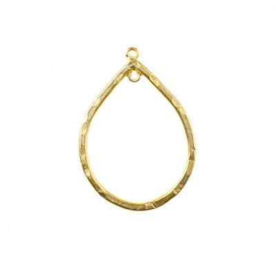 43x31mm Satin Gold Textured Teardrop Hoop - Goody Beads