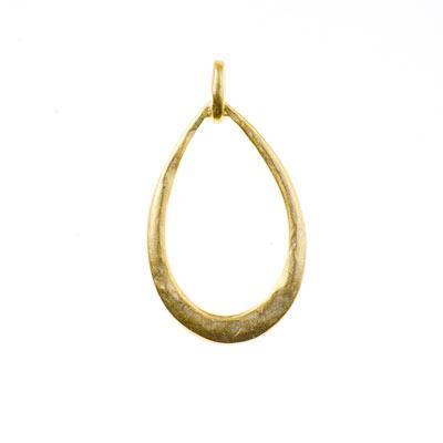 36x20mm Satin Gold Textured Teardrop Hoop - Goody Beads