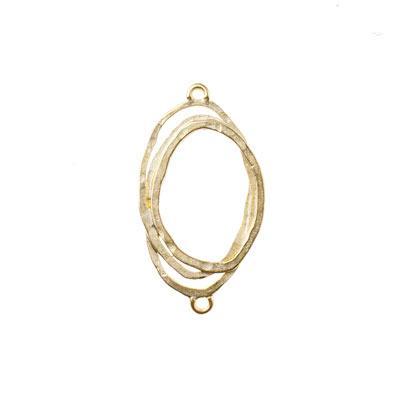 42x33mm Satin Gold Organic Textured Oval Connector - Goody Beads