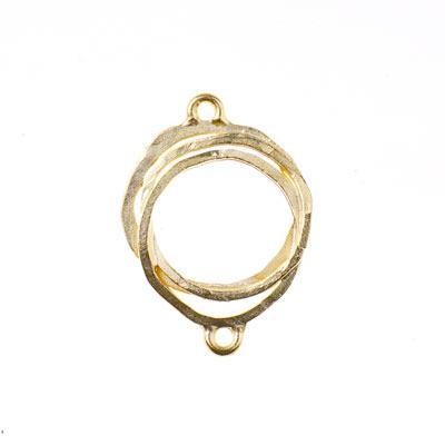 30x22mm Satin Gold Organic Textured Round Connector - Goody Beads