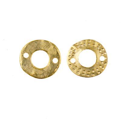 18mm Satin Gold Two Sided Textured Circle Connector - Goody Beads