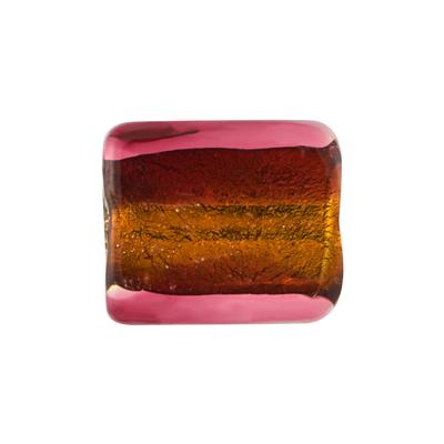 16mm Gold Lined Foil Amber Glass Rectangle Beads - Goody Beads