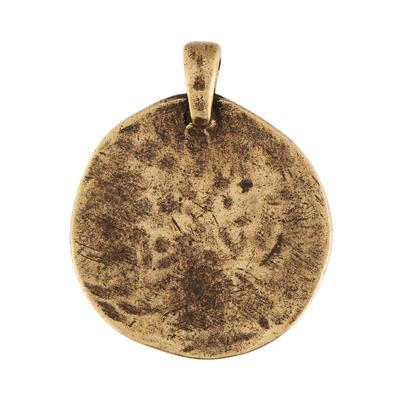 23mm Antique Brass Textured Round Charm - Goody Beads