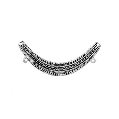 70mm Antique Silver Curved Bib Pendant Connector - Goody Beads