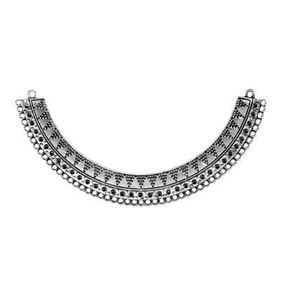 129mm Antique Silver Large Curved Bib Pendant Connector - Goody Beads