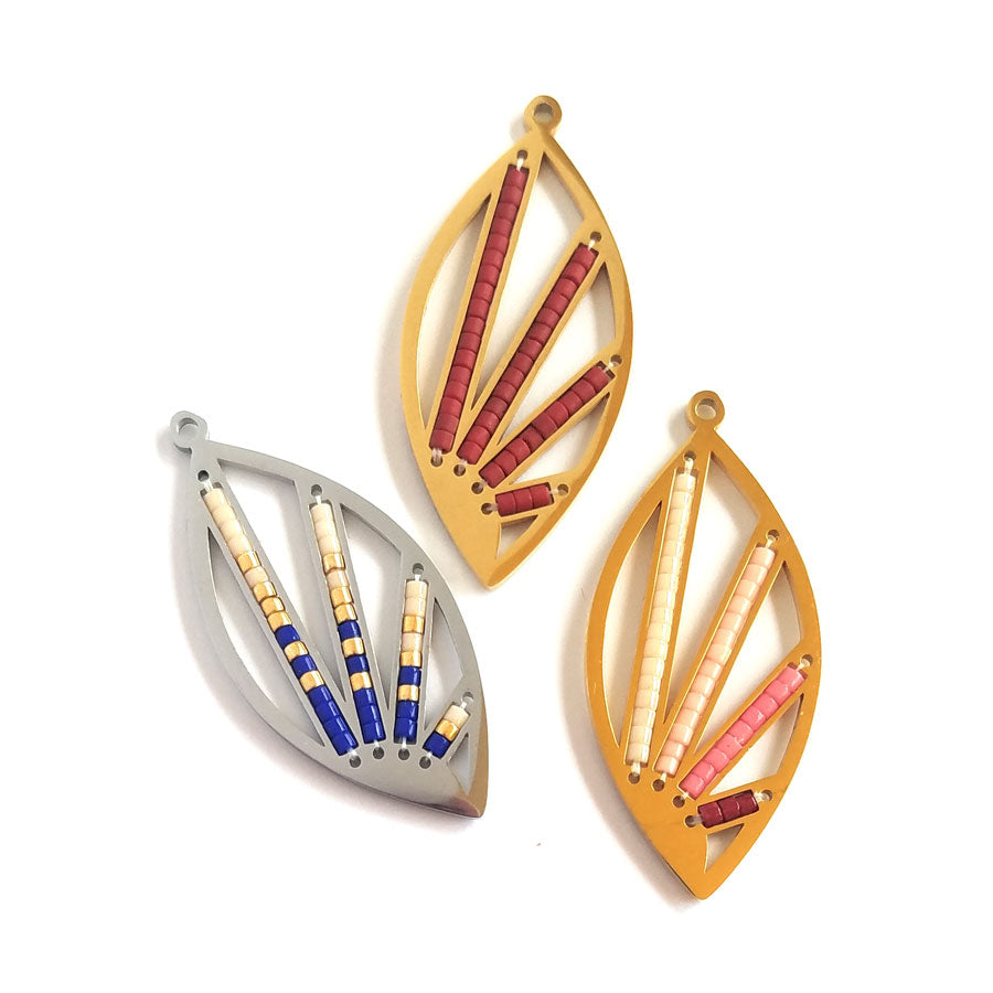 40mm Gold-Plated Stainless Steel Beadable Oval Pendant - Goody Beads