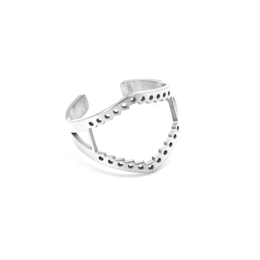 Silver-Plated Stainless Steel Diamond Beadable Adjustable Ring - Goody Beads