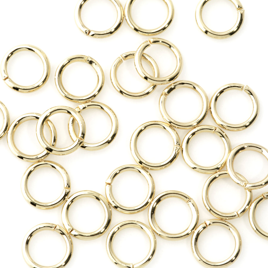 7mm Gold Plated Brass 18 Gauge Jump Rings (25 Pieces)