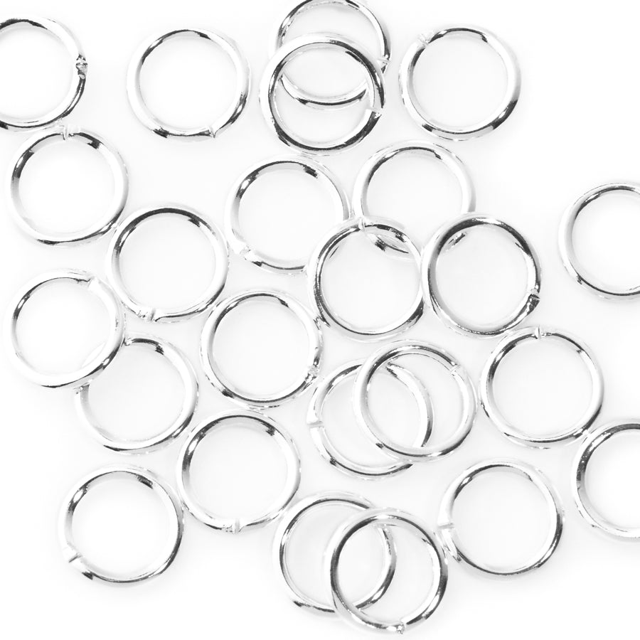 7mm Silver Plated Brass 18 Gauge Jump Rings - 25 Pack