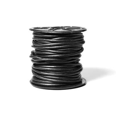 2mm Metallic Gunmetal Round Leather Cord 10 Meter Spool