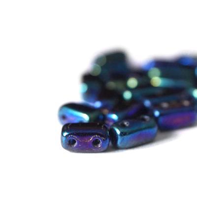 6mm Iris Blue Two Hole Brick Czech Glass Beads by CzechMates - Goody Beads