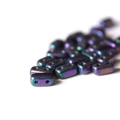 6mm Iris Purple Two Hole Brick Czech Glass Beads by CzechMates - Goody Beads