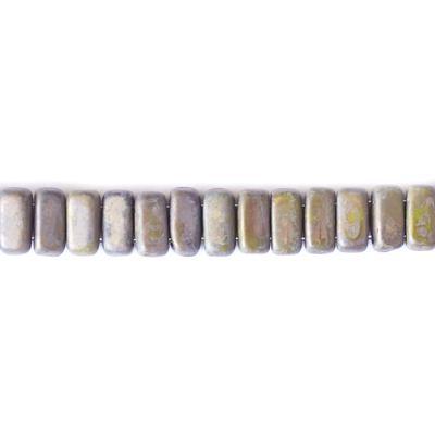 6mm Opaque Olive Copper Picasso Two Hole Brick Czech Glass Beads by CzechMates - Goody Beads