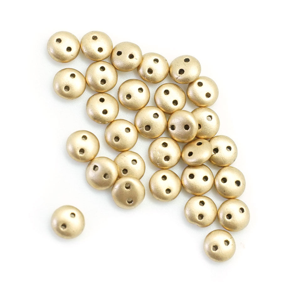 6mm Matte Metallic Flax Two Hole Lentil Czech Glass Beads by CzechMates - Goody Beads