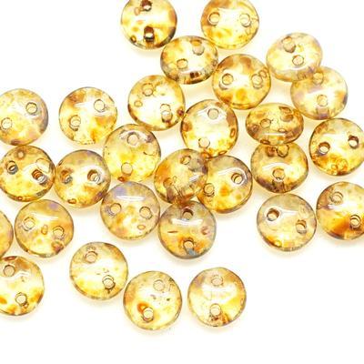 6mm Crystal AB Two Hole Lentil Czech Glass Beads by CzechMates - Goody Beads