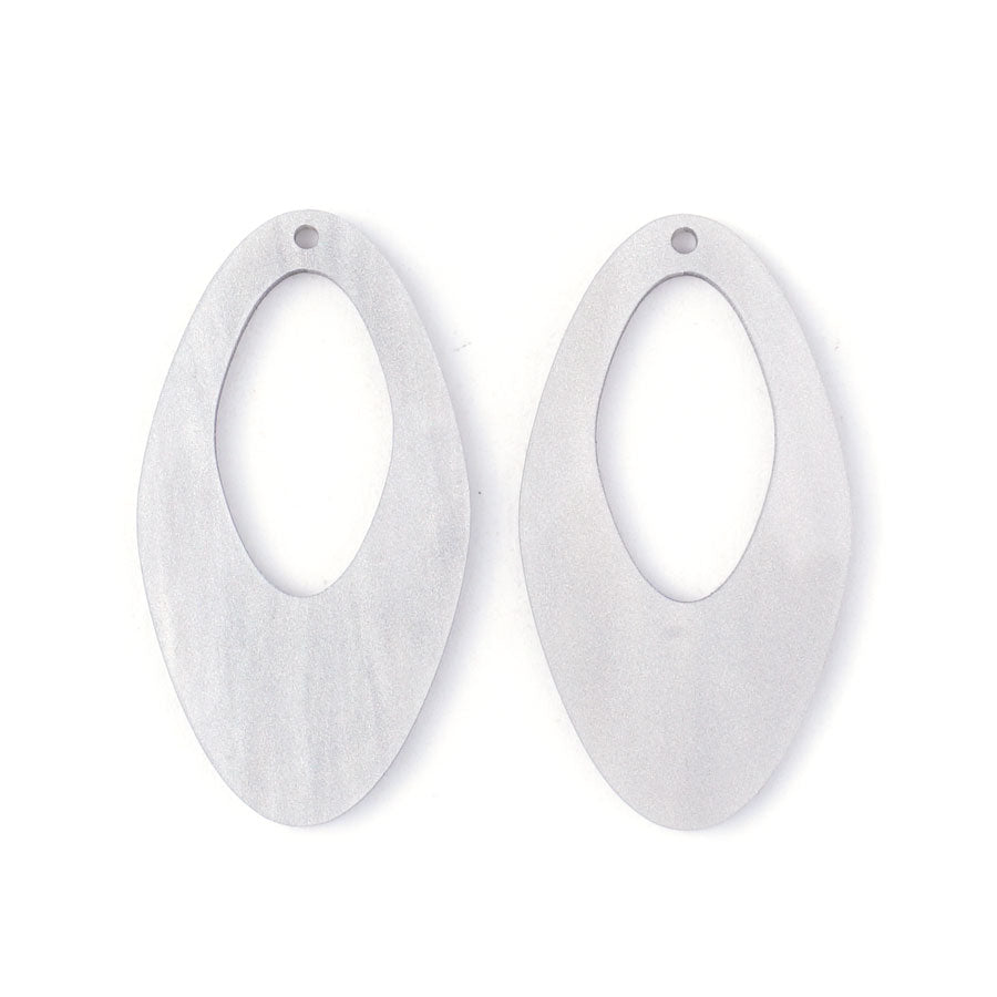 55x30mm Elongated Oval with Cutout Acrylic Component Set - Pearl Gray - Goody Beads