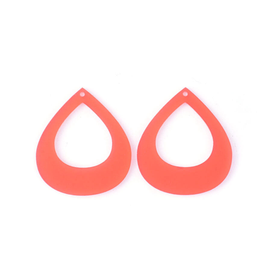 52x45mm Large Pear Shape with Cutout Acrylic Component Set - Coral - Goody Beads