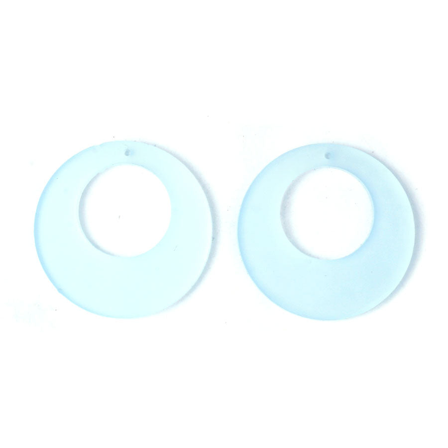 50mm Round with Off Center Cutout Acrylic Component Set - Frost Blue - Goody Beads