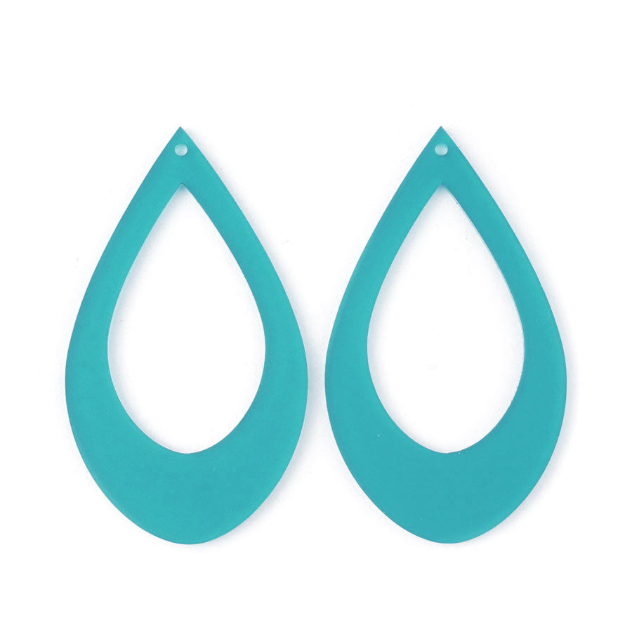 77x45mm Jumbo Teardrop with Cutout Acrylic Component Set - Teal Blue - Goody Beads