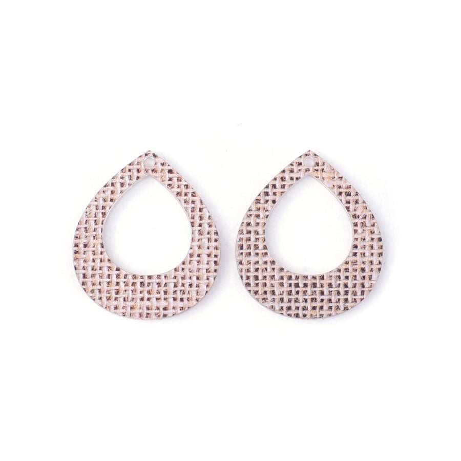 40x35mm Medium Pear Shape with Cutout Acrylic Component Set - Weave Pattern - Goody Beads