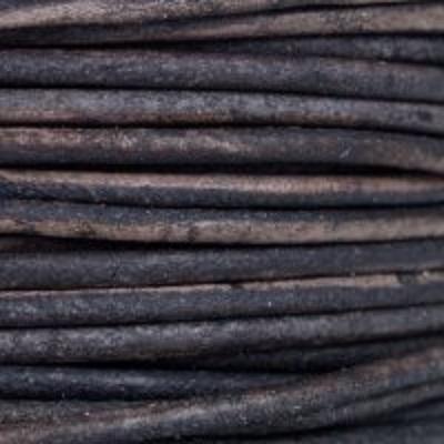 1.5mm Natural Grey Round Leather Cord - 2 Meters - Goody Beads