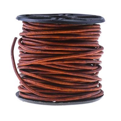 1.5mm Natural Light Brown Round Leather Cord 10 Meter Spool