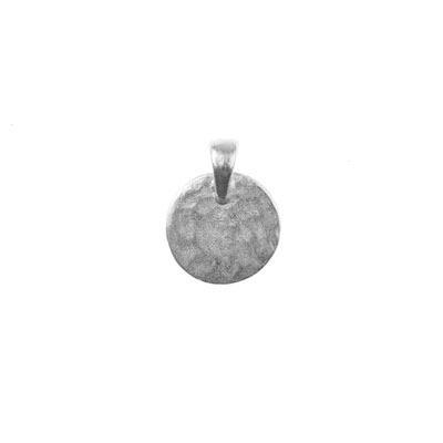 17mm Antique Silver Textured Circle Charm With Large Bail - Goody Beads