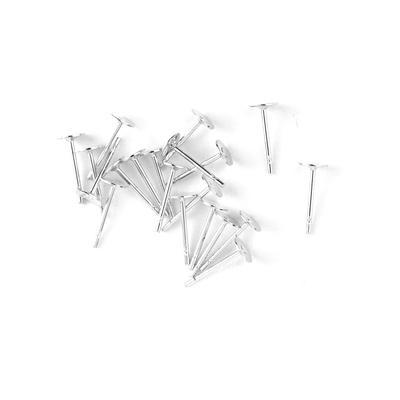 4mm Silver Plated Brass Flat Pad Post Earrings - Goody Beads