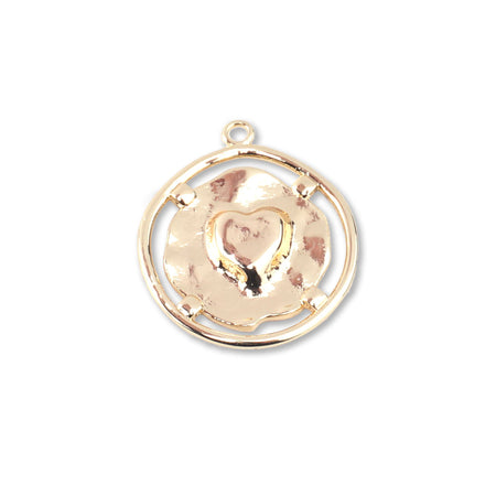 19mm Suspended Heart Gold Plated Brass Charm/Pendant - Goody Beads