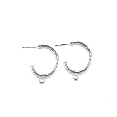 22mm Antique Silver Semi Hoop With Loop Earrings - Goody Beads