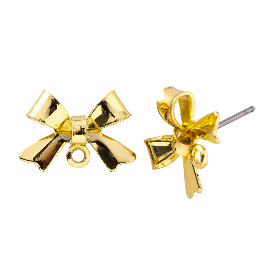 10mm Simple Sash Bow Post Earrings - Gold - Goody Beads