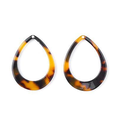 38x29mm Tortoise Shell Acetate Teardrop Ring Pendant - Goody Beads