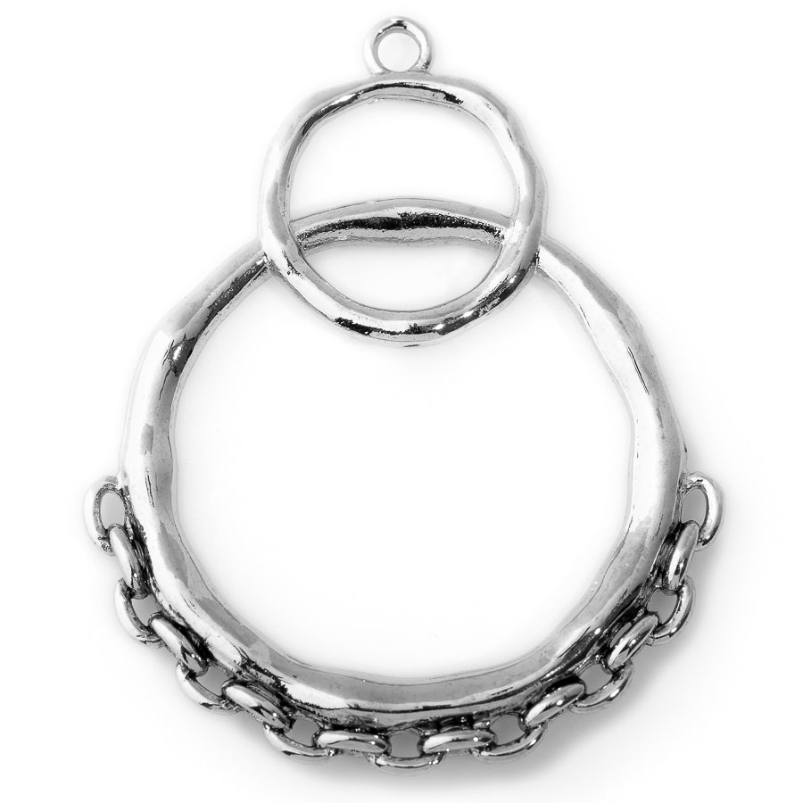 50x40mm Chain Detail Pendant in Rhodium Plating from the Global Collection